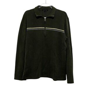 Banana Republic Mens 1/4 Zip Sweater L Dark Olive Green Classic Sporty Ribbed